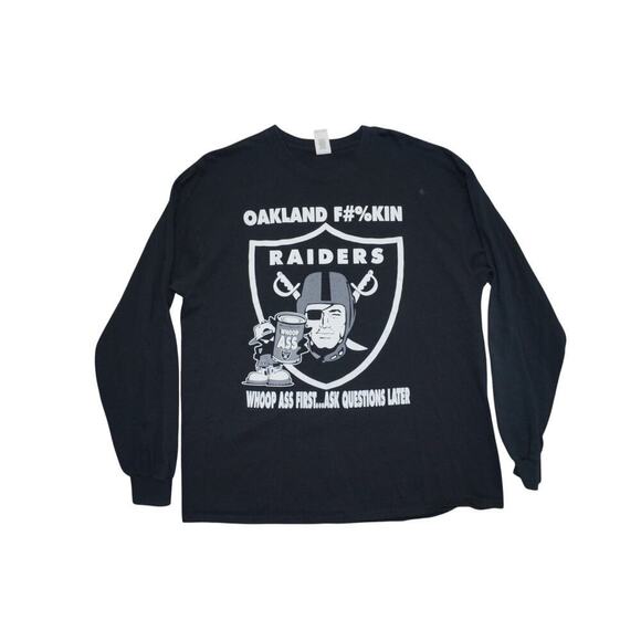 Vintage Oakland Raiders Graphic Long Sleeve T-Shirt – Size XL – Whoop Ass First - Picture 1 of 7